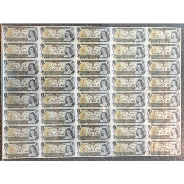 1973 $1 BC-46b Original Roll of 40 Uncut notes BABN  Sheet Regular.  Serial #BFL series.  4 X 10 For