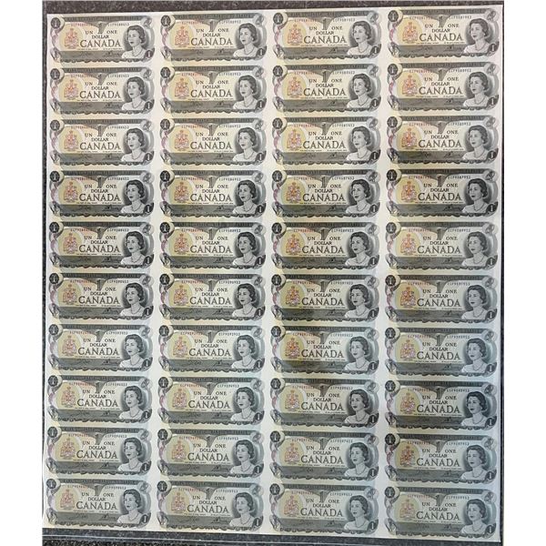1973 $1 BC-46b Original Roll of 40 Uncut notes CBN Sheet Regular.  Serial #ECP series.  4 x 10 forma