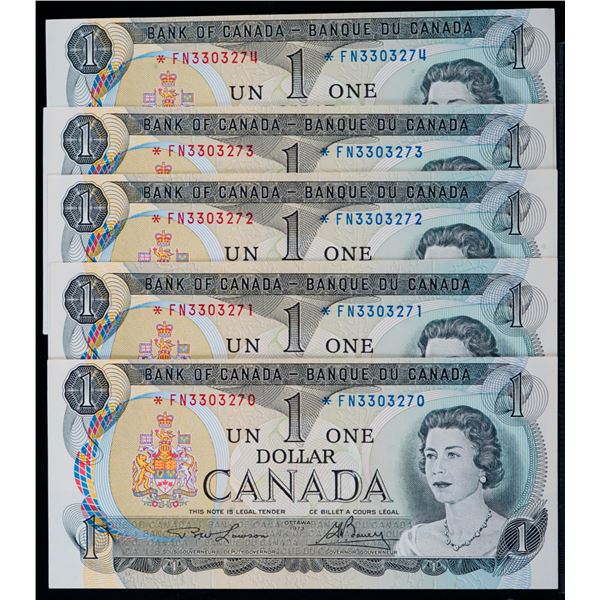 1973 $1 BC-46aA *FN3303270-3274 - Lot of 5 consecutive notes Unc to Choice Uncirculated.