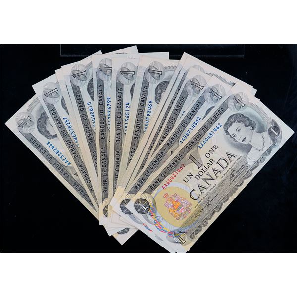 1973 $1 BC-46aA-i " 17 note set" with prefix AAA-AAZ.  EF to Gem Unc.