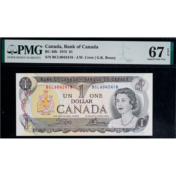 1973 $1 BC-46b #BCL6042418, PMG Superb Gem Uncirculated-67EPQ.