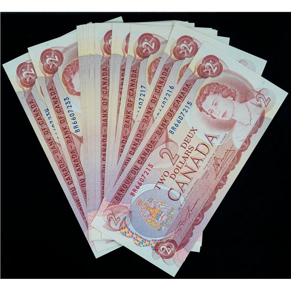 1974 $2 BC-47a #BR6607215-7234.  Lot of 20 consecutive notes Choice Unc to Gem Unc.