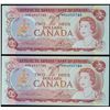 Image 1 : 1974 $2 BC-47aA #*RE69277854-7785 Lot of 2 consecutive notes Choice Uncirculated.