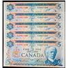 Image 1 : 1972 $5 BC-48b #SJ - Lot of 5 notes in Uncirculated or better.
