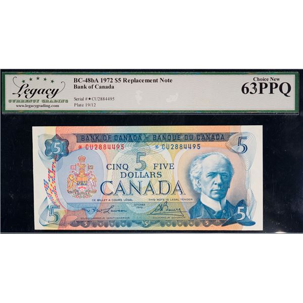 1972 $5 BC-48bA #*CU2884495, Legacy Choice Uncirculated-63PPQ.