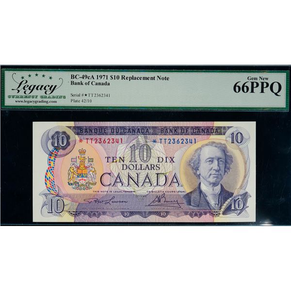 1971 $10 BC-49cA #*TT2362341, Legacy Gem Superb Gem Uncirculated-66PPQ.