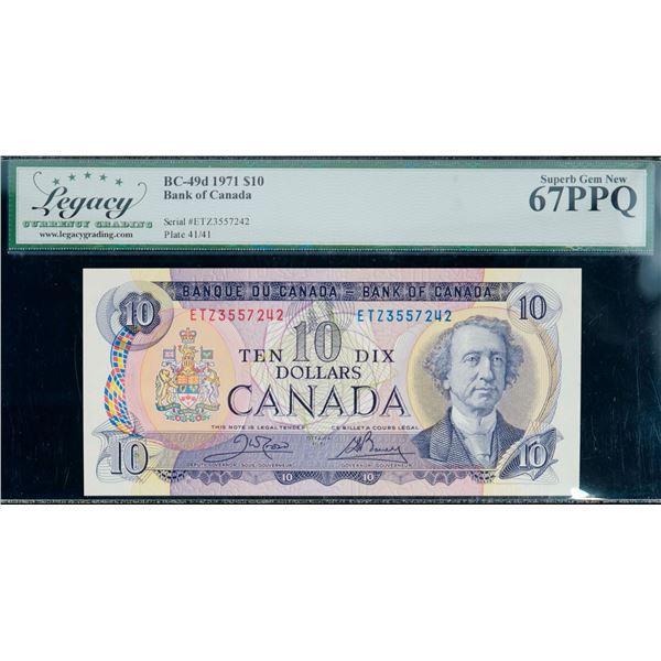 1971 $10 BC-49d #ETZ3557242, Legacy Gem Superb Gem Uncirculated-67PPQ.