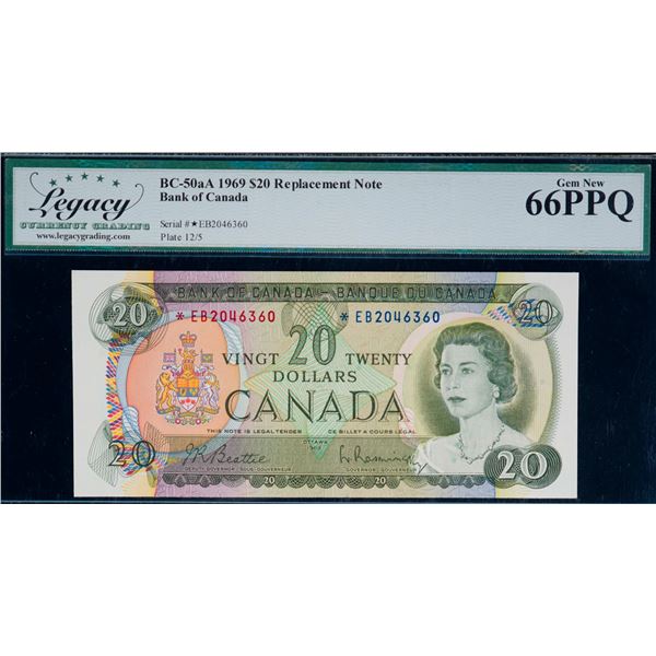 1969 $20 BC-50aA #*EB2046360, Legacy Gem Superb Gem Uncirculated-66PPQ.