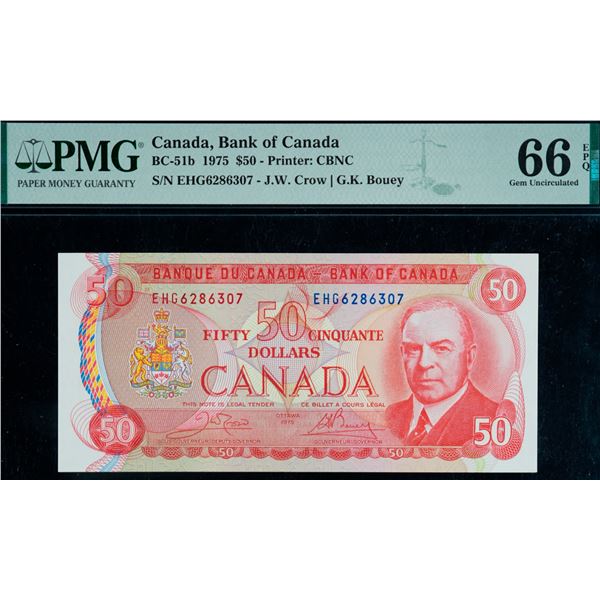 1975 $50 BC-51b #EHGood-6286307, PMG Gem Superb Gem Uncirculated-66EPQ.