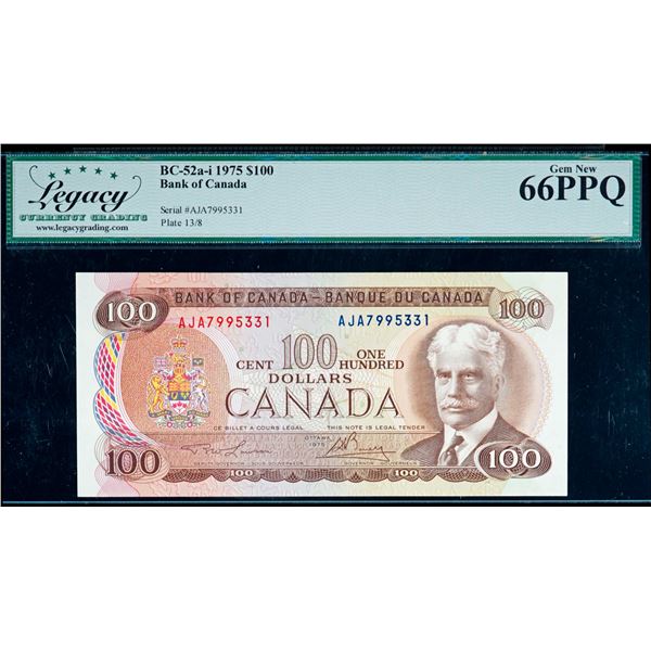 1975 $100 BC-52a-i #AJA7995331 Legacy Superb Gem Uncirculated-66PPQ