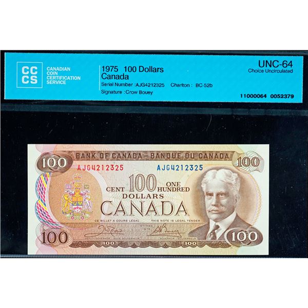 1975 $100 BC-52b #AJGood-4212325 CCCS Choice Uncirculated-64