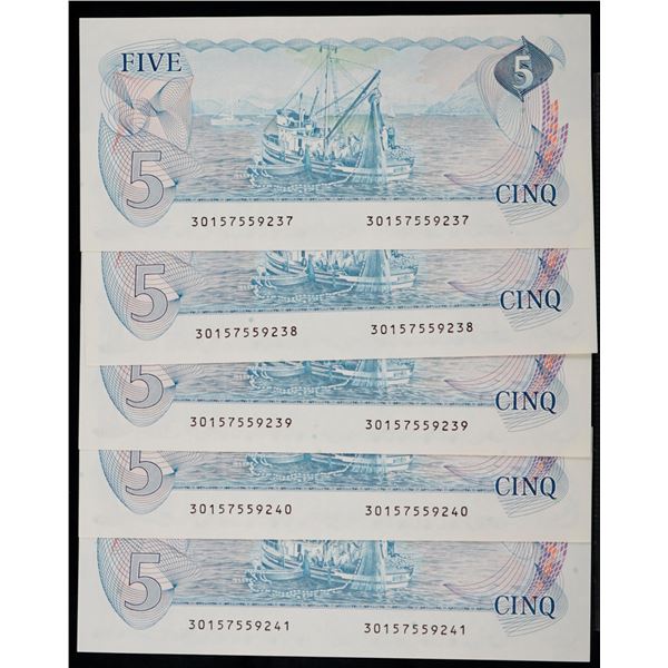 1979 $5 BC-53a #30157559237-9241- Lot of 5 notes in Gem Uncirculated or better.