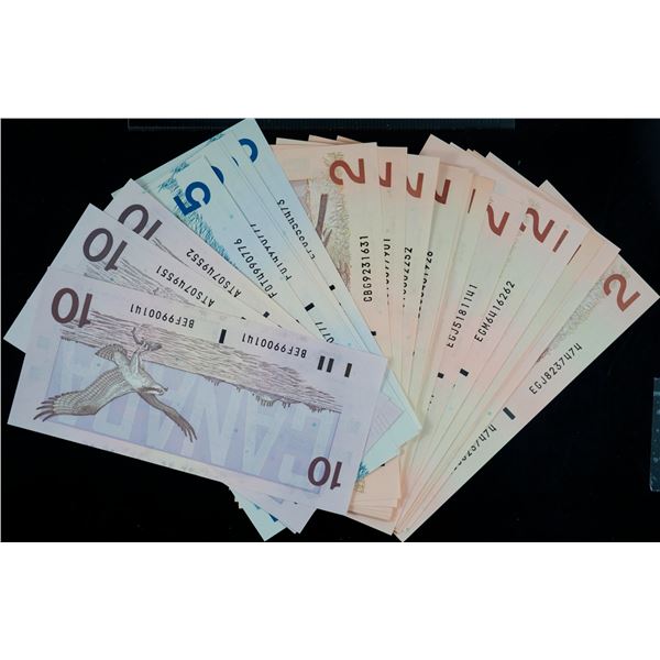 1986-1989 Banknote Lot; Includes $2 (29),  $5 (6) & $10 (3) All Unc to Gem Uncirculated