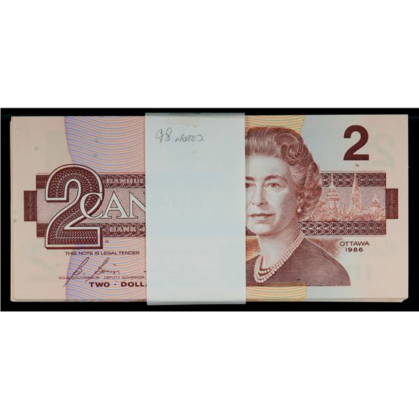 1986 $2 BC-55c-i #CBI & CBJ prefixes.  Lot of 98 Crisp Original UNC notes includes consecutive runs.