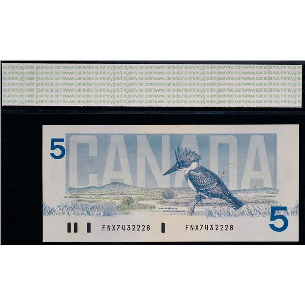 Banknote Lot - 1986 $5 ;  Includes various signatures, prefixes and grades.  All 7 notes CCGS Extra 