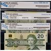 Image 4 : Banknote Lot - 1991 $20;  Includes various signatures, prefixes and grades.  All 3 notes CCGS Choice