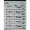 Image 1 : 1991 $20 #ASR7419971-9975 Lot of 5 Gem Uncirculated notes.