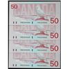 Image 1 : 1988 $50 BC-59d #FMD2595051-5054  Lot of 4 Gem Uncirculated notes.