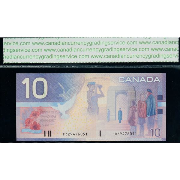 2001 $10 BC-63aA #FDZ9476051 "9,0-9,6M" CCGS Choice Extra Fine-45