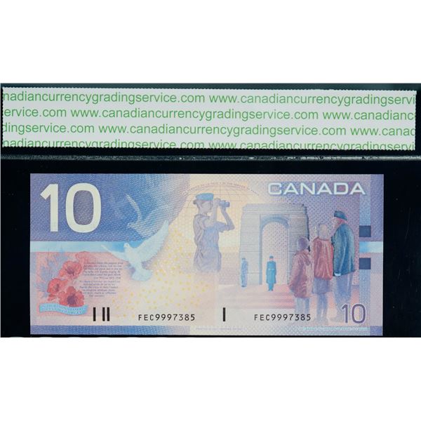 2001 $10 BC-63aA #FEC9997385 "9.8M - 10M" CCGS Gem Uncirculated-65