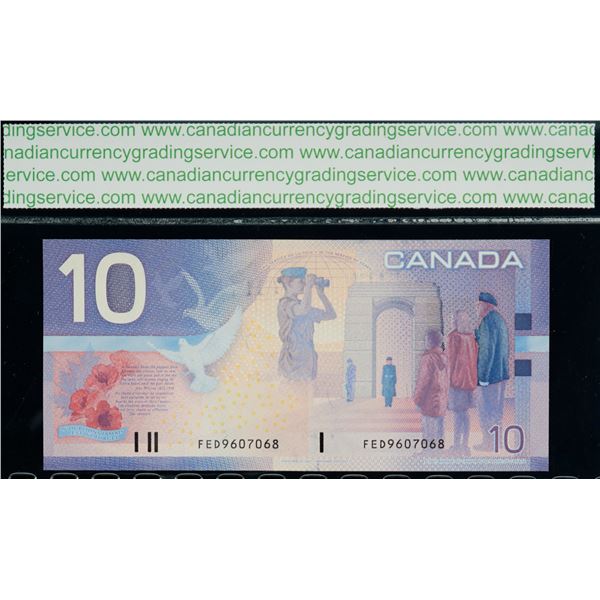 2001 $10 BC-63bA #FED9607068 "9.44M - 9.78M" CCGS Superb Gem Uncirculated-66
