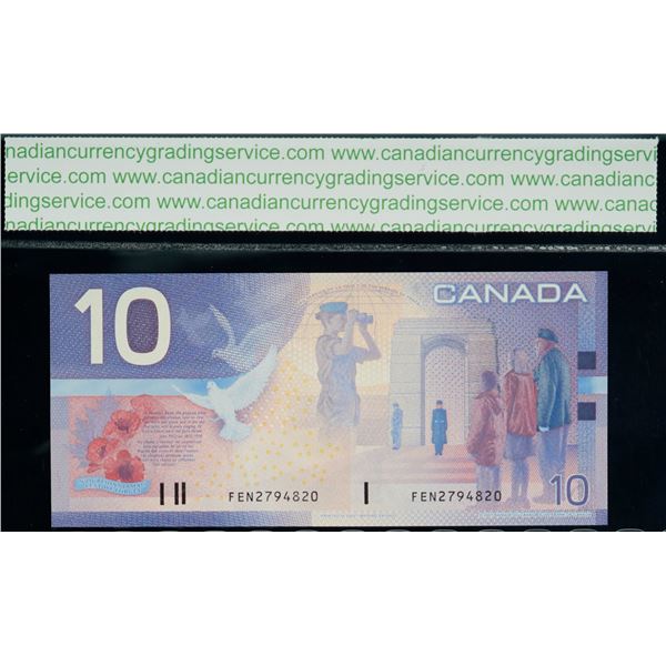 2001 $10 BC-63bA #FEN2794820 "2.502M - 2.538M" CCGS Superb Gem Uncirculated-67