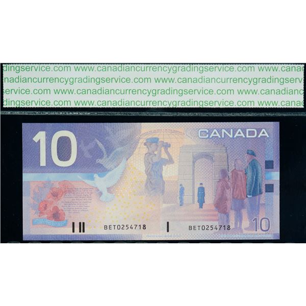 2001 $10 BC-63c #BET0254718 CCGS Choice Uncirculated-63