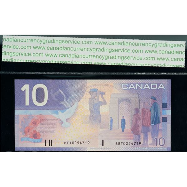 2001 $10 BC-63c #BET0254719 CCGS Gem Uncirculated-65