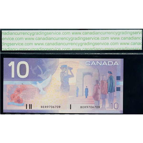 2001 $10 BC-63cA-i #BER9706709 "9.675M - 9.72M" CCGS Superb Gem Uncirculated-66