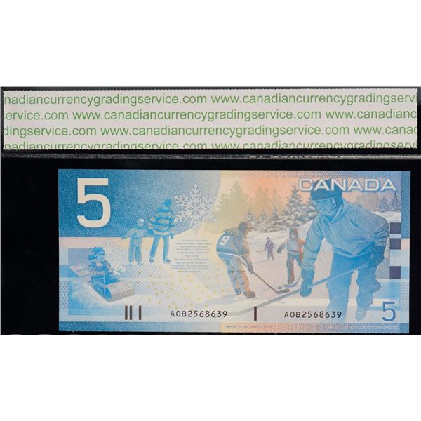 2002 $5 BC-62aA #AOB2568639 "2.44M - 2.6M" CCGS Superb Gem Uncirculated-67