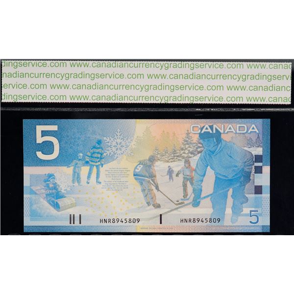 2002 $5 BC-62bA "HNR8945809 "8.92M - 9.2M" CCGS Superb Gem Uncirculated-66