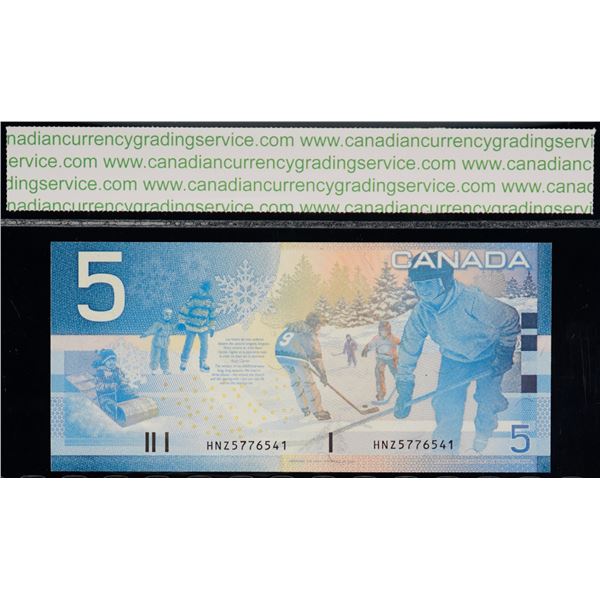 2002 $5 BC-62bA #HNZ5776541 "5.74M - 5.8M" CCGS Superb Gem Uncirculated-66