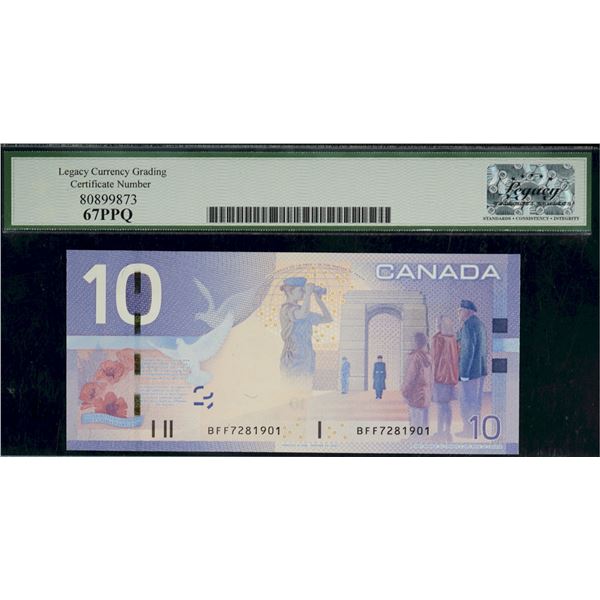2005 $10 BC-68b #BFF7281901, Legacy Superb Gem Uncirculated-67PPQ.
