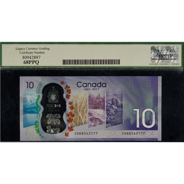 2017 $10 BC-75 #CDB8542177 Legacy Superb Gem Uncirculated-68PPQ "Commemorative"