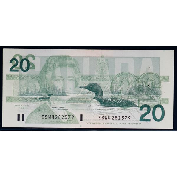 Error; 1991 $20 #ESW4282579 Bright EF example - 100% Offset.  Wow!