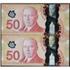 Image 2 : Repeater Note;  2012 $50 #AHW6767676 & Two-Digit Radar #AHV6333336.  Lot of 2 notes VF to EF averag.