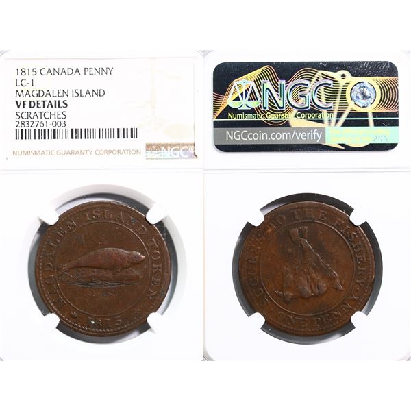 LC-1, Br:520 1815 1P Magdalen Island NGC VF Details scatches