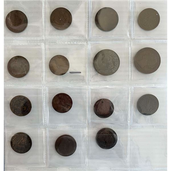 Token Lot. Various Pre-Confederation tokens.  All VG to VF.  Lot of 15 pieces.