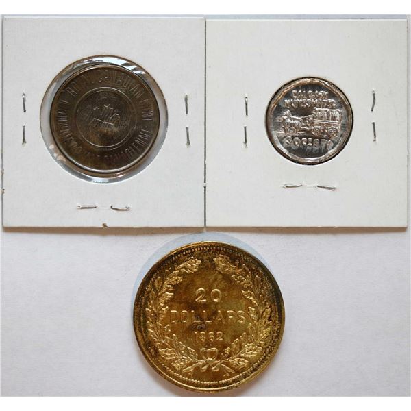 1862 Gilt $20 Gold Rush Coin - Government of British Columbia Counterfeit/Reproduction issue, 2005 R