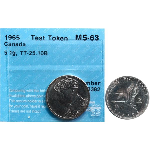 RCM Test Token;  TT-25.10B Copper nickel 25¢ Round, Three Geese, CCCS MS63.