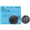 Image 1 : RCM Test Token;  TT-25.10B Copper nickel 25¢ Round, Three Geese, CCCS MS63.
