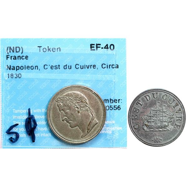 France/Token (ND) Circa 1830 Napoleon, C'est du Cuivre CCCS EF40