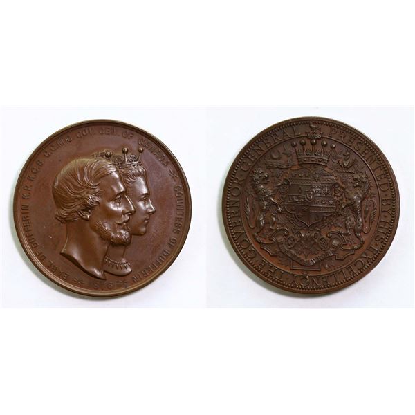 Medal;  Governor General 1876 - Earl of Dufferin Copper Medal Signed J.S. & A.B. WYON. Breton #91, 5