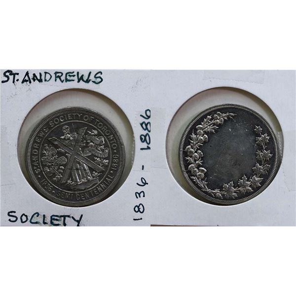 Medal;  1878 St. Andrew’s Society of Toronto Silver Medal.  Lr. 1651 by P.W. Ellis & Co. Ta