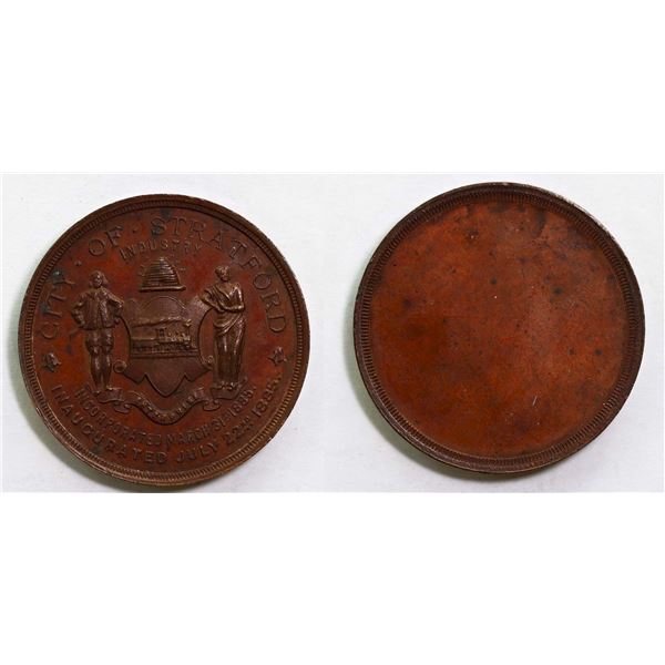 Medal;  1885 City of Stratford Incorporated - Copper issue w/no inscription.
