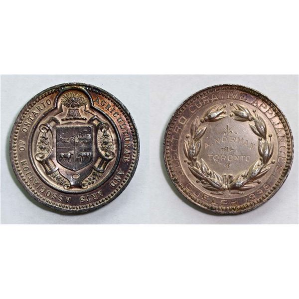 Medal;  1886 Agricultural And Arts Association Of Ontario, silver, 40 gms, awarded to A. Norman Toro