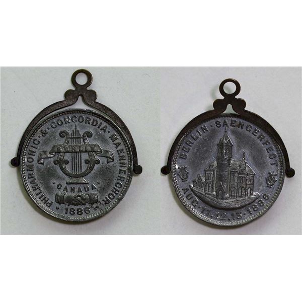 Medal;  1886 Berlin, Canada (Kitchener) Saengerfest Medal encased.  .