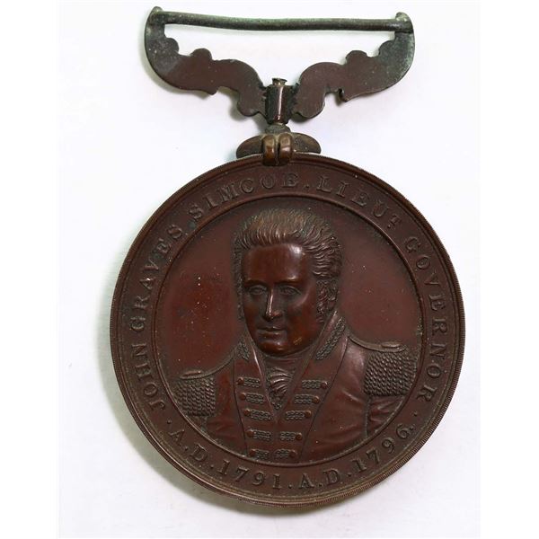 Medal;  1892 Upper Canada - John Graves Simcoe Copper Medal - Struck to commemorate the Centennial o