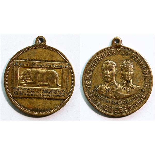 Medal; Tricentenary of Founding Quebec City, 1908, Depicting on one side the visit of Prince of Wale