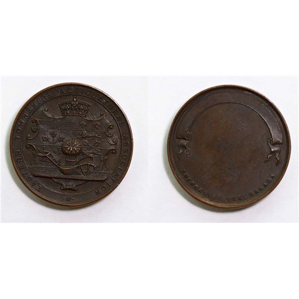 Medal;  Eastern Townships Agricultural Association Copper Medal.  41.3 grs. Edge: Plain.